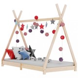Cadru Pat Copii vidaXL, 80 x 160 cm, Lemn Masiv Pin, Tip Cort Tipi, Robust si Durabil, Camera Copilului, Baieti/Fete