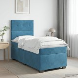 Cumpara ieftin Pat boxspring cu saltea albastru 90 x 200 cm Catifea