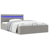 Cumpara ieftin Cadru pat hidraulic ladă LED gri deschis 140x200 cm textil