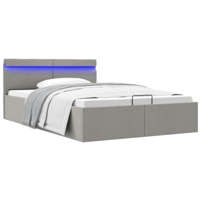 vidaXL Cadru pat hidraulic ladă LED gri deschis 140x200 cm textil 285609 foto
