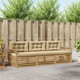 vidaXL Set de canapele de exterior cu pernă 3 pcs Alb și Bej Poliester 3389953