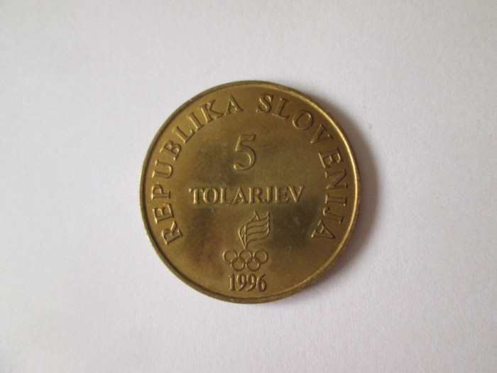 Slovenia 5 Tolarjev 1996 aUNC Centenarul Jocurilor Olimpice