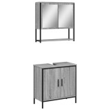 Cumpara ieftin Set mobilier de baie, 2 piese, gri sonoma, lemn prelucrat