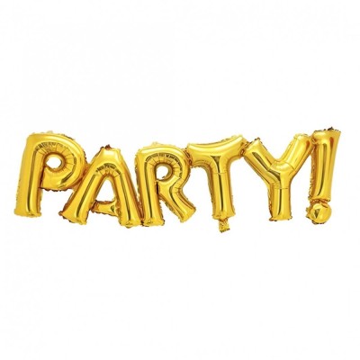 Set baloane din folie metalizat&amp;Auml;, flippy, model party, 60x125 cm, baloane party, ambalaj individual, pai inclus, umflare cu aer sau heliu, auriu foto
