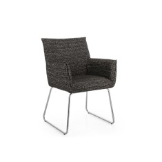 Set 2 scaune dining otel argintiu textil gri charcoal Evelyn 64x60x88h
