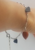 Superba bratara vintage din argint si charm-uri inimioare din onix