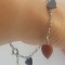 Superba bratara vintage din argint si charm-uri inimioare din onix