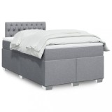 vidaXL Pat box spring cu saltea, gri deschis, 120x190 cm, textil 3288134
