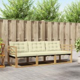 vidaXL Set de canapele de exterior cu pernă 3 pcs Alb și crem 3388360