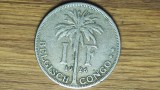 Congo belgian - moneda coloniala raruta - 1 franc 1926 - varianta flamanda - Albert I