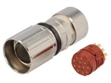 Conector M23 12 PIN Mamă Lipire pe Cablu Drept Aurit 7A