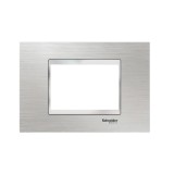 Rama Schneider Electric Easy Styl LMR7763038, 3 module, argintiu + crom, inox, pentru priza / intrerupator