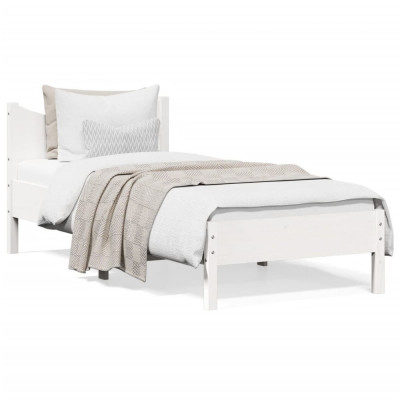vidaXL Cadru de pat, alb, 100x200 cm, lemn masiv de pin foto