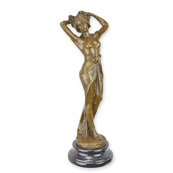 Femeie seminud-statueta din bronz cu un soclu din marmura BX-80