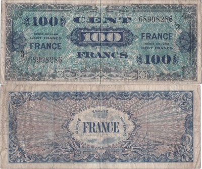 1944, 100 francs (P-123c) - Franța foto