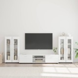 vidaXL Set comodă TV cu sertar FLORIN 3 pcs Alb lucios Lemn compozit 3397938