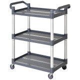 HOMCOM Cărucior de bucătărie cu 3 niveluri, 35 kg/raft, pe roți, pentru bucătărie, sufragerie, birou, 88x44x93 cm, gri | Aosom Romania