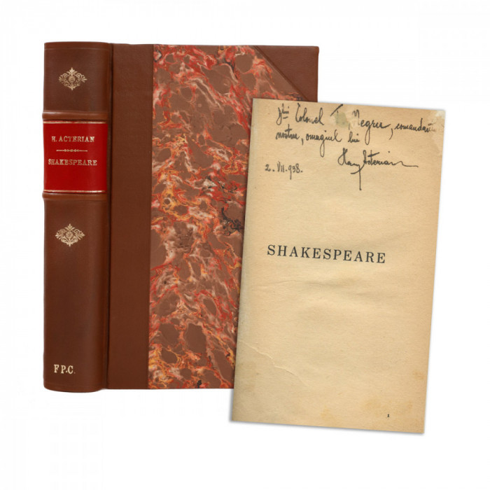 Haig Acterian, Shakespeare, 1938, cu dedicație pentru col. T. Megru