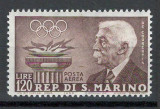 San Marino 1959 Mi 617 - Comitetul Olimpic International, Nestampilat