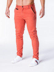 Pantaloni pentru barbati, portocaliu, slim fit, casual, elegant, model nou - P646 foto