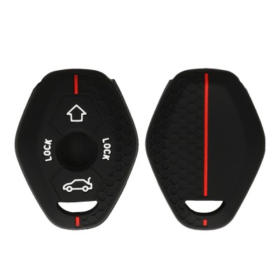 Husa Cheie Auto Kwmobile pentru BMW 4 Butoane, Negru/Rosu, Silicon, KWM000025EM001C foto