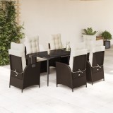 vidaXL Set mobilier de grădină cu perne, 7 piese, maro, poliratan 3213200