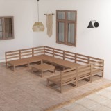 vidaXL Set mobilier de grădină, 10 piese, lemn masiv pin