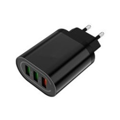 Adaptor priza cu 3 porturi USB, negru