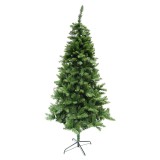 Brad artificial clasic de craciun, inaltime 2.1m interior/exterior, diametru 125 cm, 957 ramur, suport metalic inclus, verde, Oem