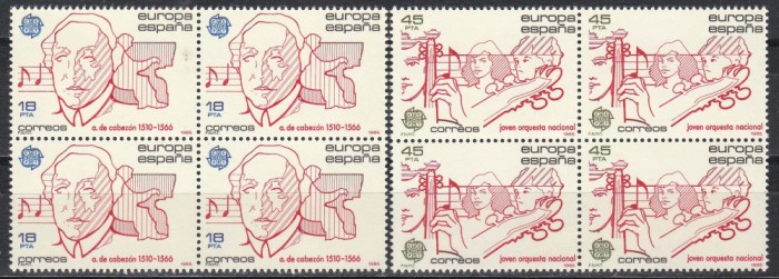 Spania 1985 - EUROPA - Anul Muzicii Europene, Bloc de 4, MNH