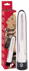 Vibrator Clasic Silver Lover, Argintiu, 19 cm foto