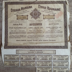 Actiune de 500 lei Steaua Romana// 1927