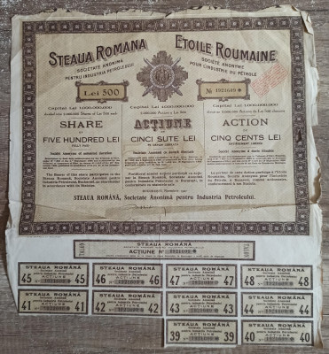 Actiune de 500 lei Steaua Romana// 1927 foto
