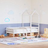 VidaXL Acoperiș pat de copii, alb, 108x70x176,5 cm, lemn masiv de pin