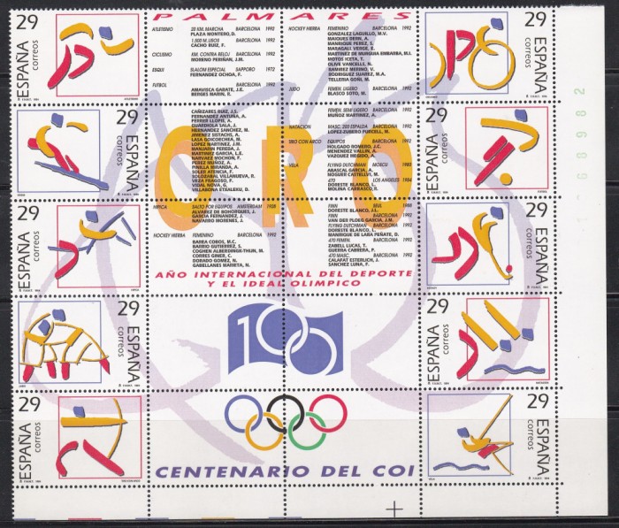 Spania 1994 - A 100-a aniversare a Comitetului Olimpic Internațional, MC, MNH