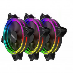 Ventilator pentru carcasa Floston Halo RGB PWM Three Fan Pack foto