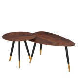 HOMCOM Masute de sufragerie in Stil industrial, Set 2 piese, Masute de sufragerie din Lemn Forma de Picatura Culoare Nuc | Aosom Romania