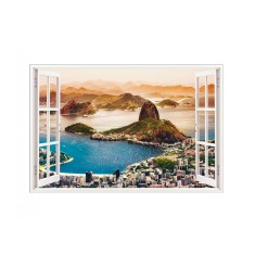 Sticker decorativ, Fereastra 3D, Rio de Janeiro, 85 cm, 569STK