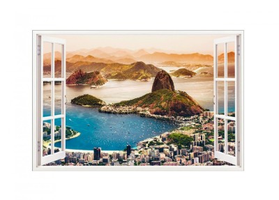 Sticker decorativ, Fereastra 3D, Rio de Janeiro, 85 cm, 569STK foto