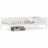 VidaXL Cadru de pat, alb, 75x190 cm, lemn masiv de pin