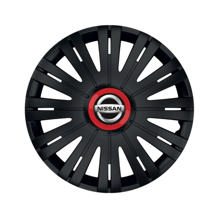 Set 4 capace roti Negre Cu Inel Rosu Active R16 pentru gama auto Nissan