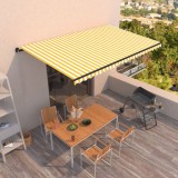 Copertina Retractabila Manuala vidaXL, 500x300cm, Galben/Alb, Protectie UV, Impermeabila, Gradina