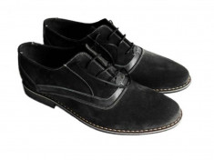 Pantofi barbati negri din piele intoarsa casual &amp;amp;amp; eleganti foto