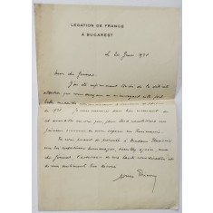 SCRISOARE EXPEDIATA DE LA LEGATIA FRANCEZA DIN BUCURESTI , CATRE GENERALUL CONSTANTIN ILASIEVICI 1938