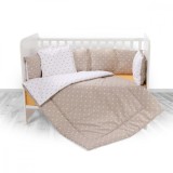 Set lenjerie de pat Lorelli, cu 7 piese din bumbac ranforce, Lily, Crowns Latte