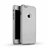 Husa Apple iPhone 7 Joyroom (Fata + Spate) Argintiu + Folie de protectie, Flippy