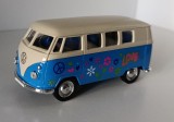 Macheta Volkswagen Transporter T1 BUS Flower Power albastru - Welly 1/40 VW, 1:32