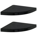 Cumpara ieftin Rafturi colt perete, 2 buc., negru extralucios 35x35x3,8 cm MDF