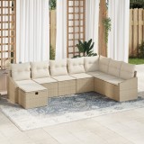 VidaXL Set mobilă grădină 8 piese, perne bej din rattan