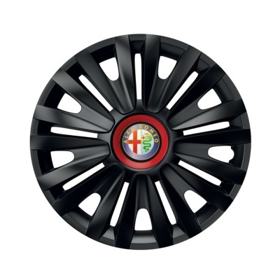Set 4 capace roti Negre Cu Inel Rosu Royal R14 pentru gama auto Alfa Romeo foto
